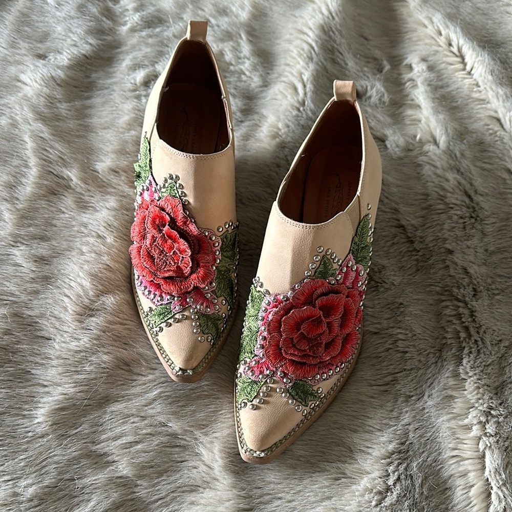 Jeffrey Campbell x Free People Embroidered Leather Studded Booties 🌺